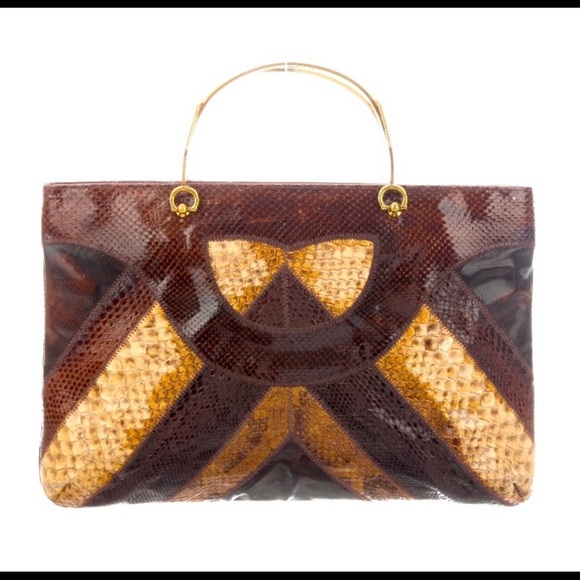 Vintage Varon Python Brass Handle Bag - Picture 4 of 5